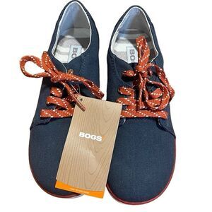 NWT Bogs Outdoor Shoes Unisex Youth Malibu Canvas Lace 71734Y Sz 3 Navy Blue